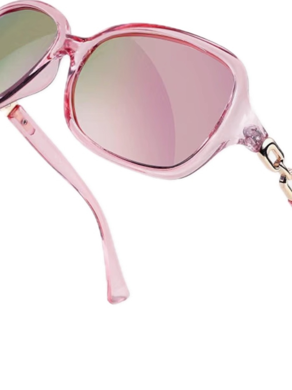 Pink Retro Cat-Eye Sunglasses for Women - Transparent Pink Frame